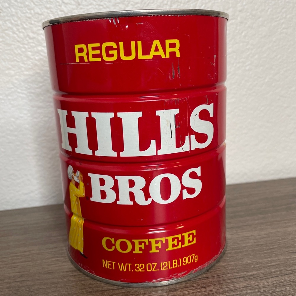 Vintage Empty Hills Bros Regular Grind Half 2Lb Coffee Can Tin Original Vacuum